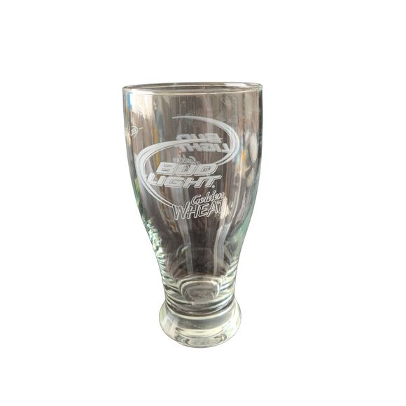 Pre Owned Budweiser BUD LIGHT GOLDEN WHEAT Pilsner Glass Rare Vintage HTF - Picture 4 of 11